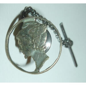 Vintage Genuine Silver Mercury Dime tie tack Lapel‎ Pin Cutout